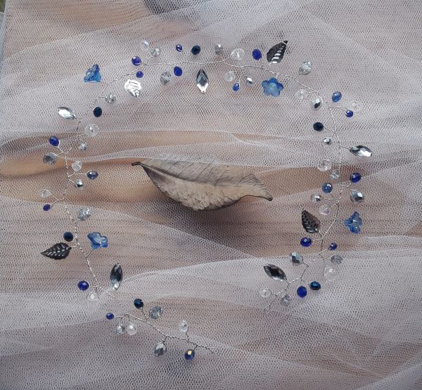 Coroncina gioiello fiori blu
