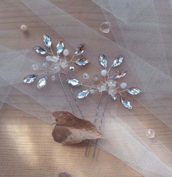 Forcine con navette e fiorellini in resina