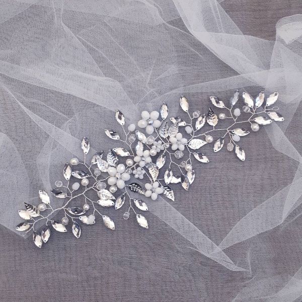 Rametto grande sposa con fiori di cristalli